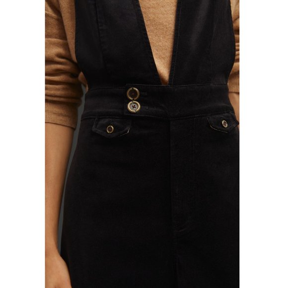 32T 💙 Anthropologie Pilcro Deep-V Corduroy Jumpsuit Black - 32 TALL - Picture 4 of 11